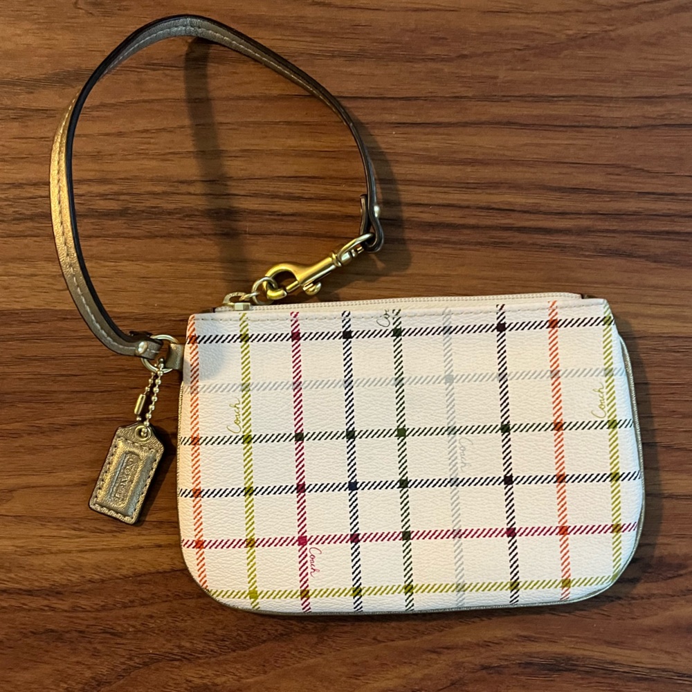 Coach Plaid Wristlet Excellent Condition